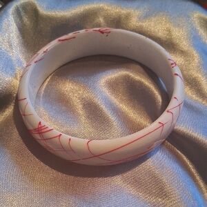 White and Red Bangle Bracelet. Small